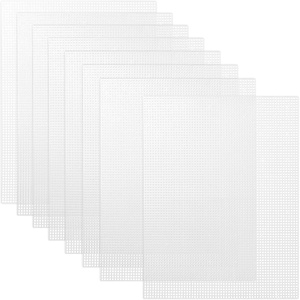 image:imageCaydo 2 Pieces 7 Count Plastic Mesh Canvas Sheets for Embroidery Acrylic Yarn Crafting Knit Crochet Projects and Make Aquarium Dividers 105 X 135 InchClear White  8pcs