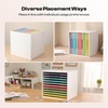 image:imageCaydo 15 Slot Paper Organizer Storage Wood Adjustable Shelves Paper Storage Shelf with Extraction Slot for 12x12Inch Scrapbooks Heat Transfer Papers Files Vinyl for Office Home White12 Slot 12 x 12