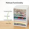 image:imageCaydo 15 Slot Paper Organizer Storage Wood Adjustable Shelves Paper Storage Shelf with Extraction Slot for 12x12Inch Scrapbooks Heat Transfer Papers Files Vinyl for Office Home White15 Slot 12x12