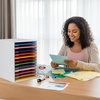 image:imageCaydo 15 Slot Paper Organizer Storage Wood Adjustable Shelves Paper Storage Shelf with Extraction Slot for 12x12Inch Scrapbooks Heat Transfer Papers Files Vinyl for Office Home White12 Slot 85 x 11