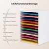 image:imageCaydo 15 Slot Paper Organizer Storage Wood Adjustable Shelves Paper Storage Shelf with Extraction Slot for 12x12Inch Scrapbooks Heat Transfer Papers Files Vinyl for Office Home White12 Slot 85 x 11