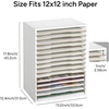 image:imageCaydo 15 Slot Paper Organizer Storage Wood Adjustable Shelves Paper Storage Shelf with Extraction Slot for 12x12Inch Scrapbooks Heat Transfer Papers Files Vinyl for Office Home White15 Slot 12x12