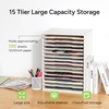 image:imageCaydo 15 Slot Paper Organizer Storage Wood Adjustable Shelves Paper Storage Shelf with Extraction Slot for 12x12Inch Scrapbooks Heat Transfer Papers Files Vinyl for Office Home White15 Slot 12x12
