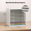 image:imageCaydo 15 Slot Paper Organizer Storage Wood Adjustable Shelves Paper Storage Shelf with Extraction Slot for 12x12Inch Scrapbooks Heat Transfer Papers Files Vinyl for Office Home White12 Slot 12 x 12