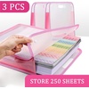 image:imageCaydo Scrapbook Paper Storage Organizer Pink Expanding Paper Folio for 12 x 12 Sheets Scrapbook Storage with Transparent Portable Handle for Holding Scrapbooking Vinyl CardstockPink
