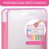 image:imageCaydo Scrapbook Paper Storage Organizer Pink Expanding Paper Folio for 12 x 12 Sheets Scrapbook Storage with Transparent Portable Handle for Holding Scrapbooking Vinyl CardstockPink