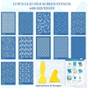 image:imageCaydo Silk Screen Stencils for Polymer Clay 12 PCS Reusable Silkscreen Print with 2 Squeegee Working with Clay Earrings Cutters for Printing on Clay Earrings Decoration6 x 38 inch