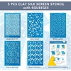 image:imageCaydo Silk Screen Stencils for Polymer Clay 5 PCS Reusable Silkscreen Print with Squeegee Working with Clay Earrings Cutters for Printing on Clay Earrings Decoration6 x 38 inch