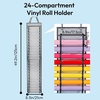 image:imageCaydo Vinyl Roll Holder with 24 Compartment Hooks and Strap Wall Mounting Vinyl Roll Storage Organizer for Gift Wrap Craft Paper for Home Closet Single Sided