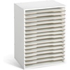 image:imageCaydo 15 Slot Paper Organizer Storage Wood Adjustable Shelves Paper Storage Shelf with Extraction Slot for 12x12Inch Scrapbooks Heat Transfer Papers Files Vinyl for Office Home White15 Slot 12x12