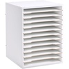 image:imageCaydo 15 Slot Paper Organizer Storage Wood Adjustable Shelves Paper Storage Shelf with Extraction Slot for 12x12Inch Scrapbooks Heat Transfer Papers Files Vinyl for Office Home White12 Slot 85 x 11