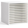 image:imageCaydo 15 Slot Paper Organizer Storage Wood Adjustable Shelves Paper Storage Shelf with Extraction Slot for 12x12Inch Scrapbooks Heat Transfer Papers Files Vinyl for Office Home White12 Slot 12 x 12