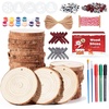 image:imageCaydo 30 Pieces 2428 Inch Christmas Ornaments Kit Natural Wood Slices Kit Christmas Bows Wood Beads Christmas Pattern Stencils Jute Twine and String for Home Hanging Christmas Ornaments