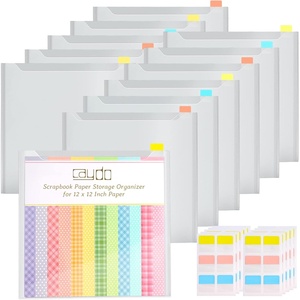 image:imageCaydo 12 Pieces Scrapbook Paper Storage with Sticky Index Tabs for Holding 12 x 12 Inch Scrapbooking Cardstock Vinyl Paper Photos and File12