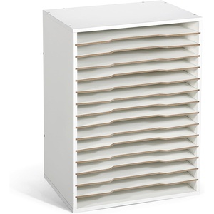 image:imageCaydo 15 Slot Paper Organizer Storage Wood Adjustable Shelves Paper Storage Shelf with Extraction Slot for 12x12Inch Scrapbooks Heat Transfer Papers Files Vinyl for Office Home White15 Slot 12x12