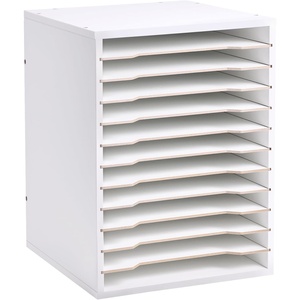 image:imageCaydo 15 Slot Paper Organizer Storage Wood Adjustable Shelves Paper Storage Shelf with Extraction Slot for 12x12Inch Scrapbooks Heat Transfer Papers Files Vinyl for Office Home White12 Slot 85 x 11