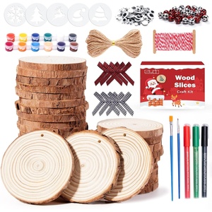 image:imageCaydo 30 Pieces 2428 Inch Christmas Ornaments Kit Natural Wood Slices Kit Christmas Bows Wood Beads Christmas Pattern Stencils Jute Twine and String for Home Hanging Christmas Ornaments