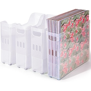 image:imageCaydo 4 Pack Scrapbook Paper Storage with Wheels Plastic Scrapbook Storage Bin for Holding 12 x 12 Papers Scrapbook Papers Vinyl Sheets Cardstocks