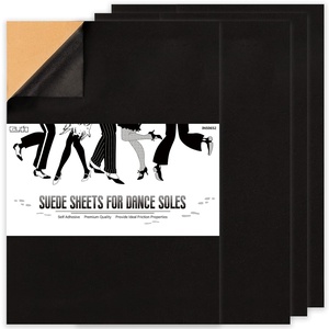 image:imageCaydo 4 Pieces Black Suede Sheets Self Adhesive Suede Sticky Sheets Backing Non Slip Sole Protector for Dance Shoes High Heeled ShoesA4 Size