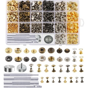 image:imageCaydo 400 Set 4 Style Snap Fasteners Kit Including Leather Rivets Eyelets Grommets Binding Screws Snap Buttons Press Studs kit with Fixing Tools for Thin Leather Jacket Jeans Wear