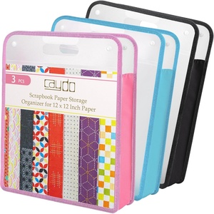 image:imageCaydo Scrapbook Paper Storage Organizer Pink Expanding Paper Folio for 12 x 12 Sheets Scrapbook Storage with Transparent Portable Handle for Holding Scrapbooking Vinyl CardstockBluePinkBlack