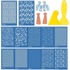 image:imageCaydo Silk Screen Stencils for Polymer Clay 12 PCS Reusable Silkscreen Print with 2 Squeegee Working with Clay Earrings Cutters for Printing on Clay Earrings Decoration6 x 38 inch