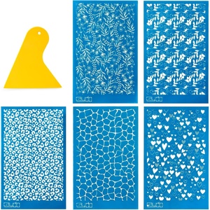 image:imageCaydo Silk Screen Stencils for Polymer Clay 5 PCS Reusable Silkscreen Print with Squeegee Working with Clay Earrings Cutters for Printing on Clay Earrings Decoration6 x 38 inch