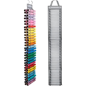 image:imageCaydo Vinyl Roll Holder with 60 Compartment Hooks and Strap Double Side Wall Mounting Vinyl Roll Storage Organizer for Gift Wrap Craft Paper for Home Closet Double Sided