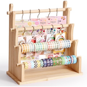 image:imageCaydo Washi Tape Organizer amp Sticker Organizer 4Tier Wooden Display Rack for Craft Storage Sticker Rolls Ribbons amp Bracelets for Sticker Collectors Planner Enthusiasts and Vendors