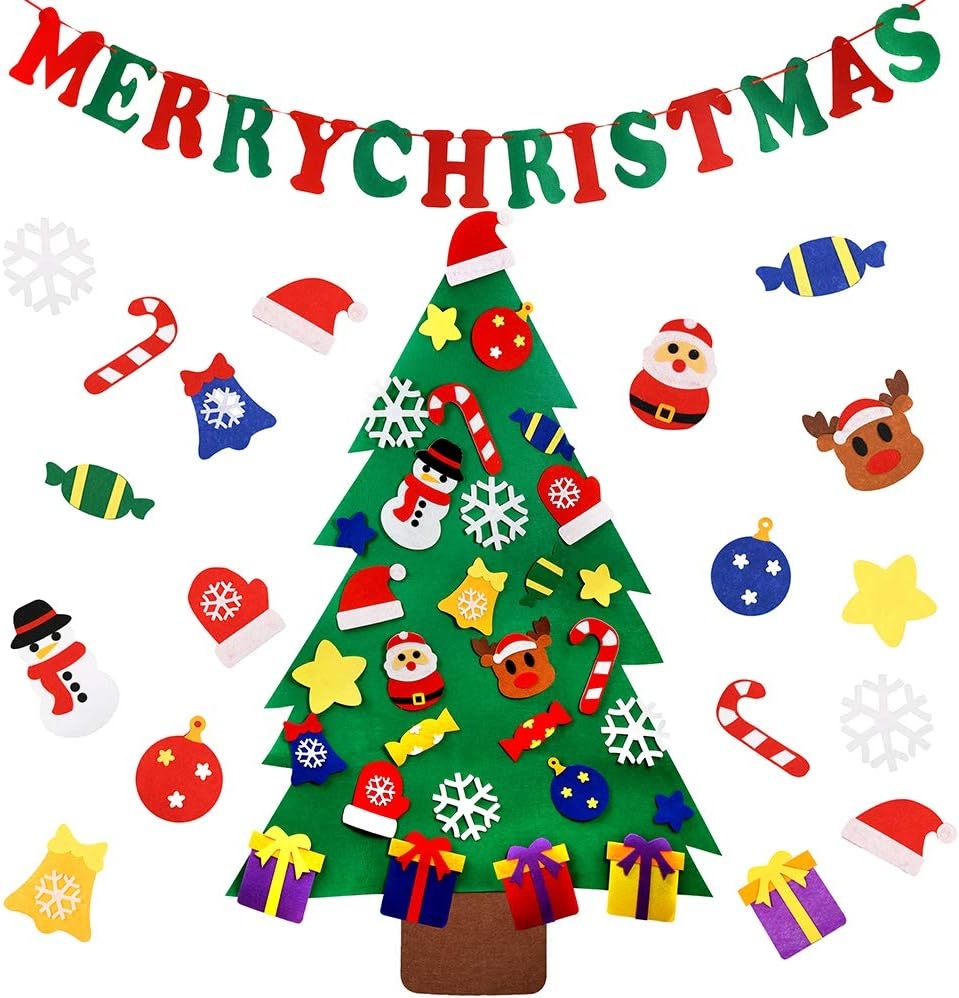image:imageCaydo 12 Pieces A4 Christmas Felt Fabric Sheets 5 Colors Felt Sheets Craft for DIY Christmas Decorations