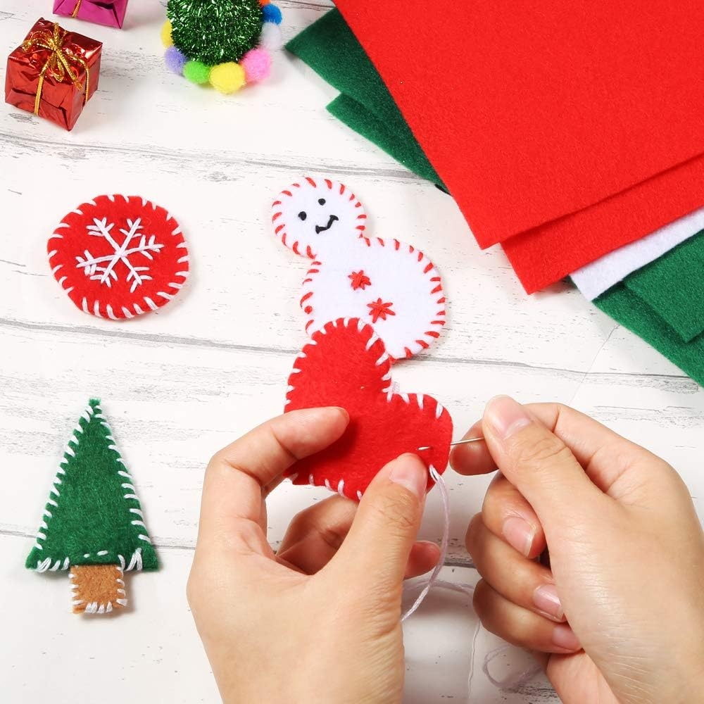 image:imageCaydo 12 Pieces A4 Christmas Felt Fabric Sheets 5 Colors Felt Sheets Craft for DIY Christmas Decorations