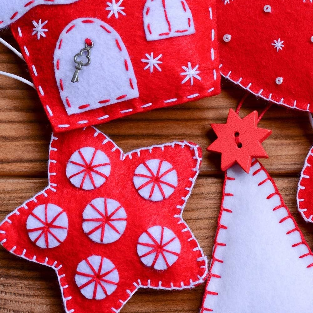 image:imageCaydo 12 Pieces A4 Christmas Felt Fabric Sheets 5 Colors Felt Sheets Craft for DIY Christmas Decorations