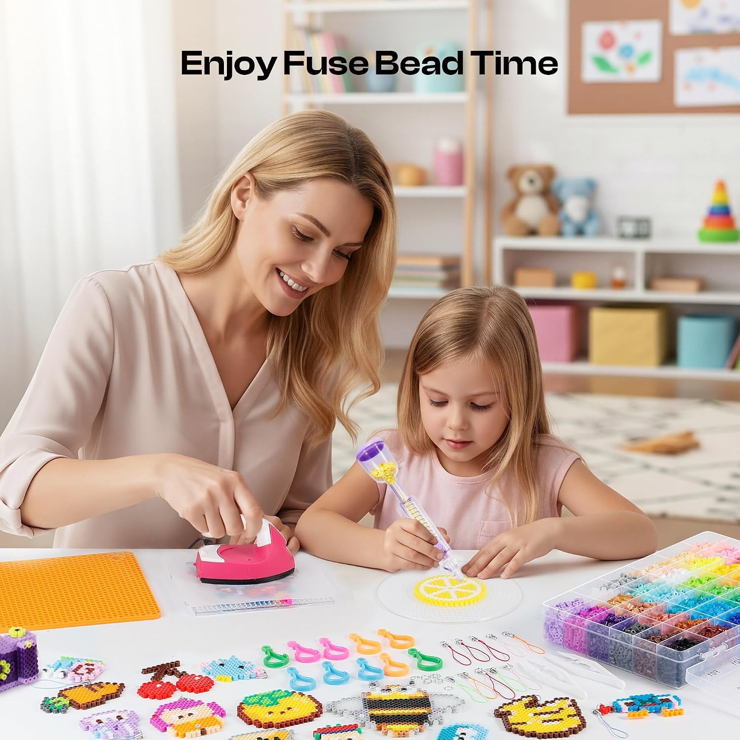 image:imageCaydo Fuse Beads Kit with Fuse Bead Pen Design App amp 200 Patterns for Beginners 10500PCS 36 Colors 5mm for Girl Holiday Home DIY Decor Creative ProjectsFuse Beads Kit with Pen  Iron