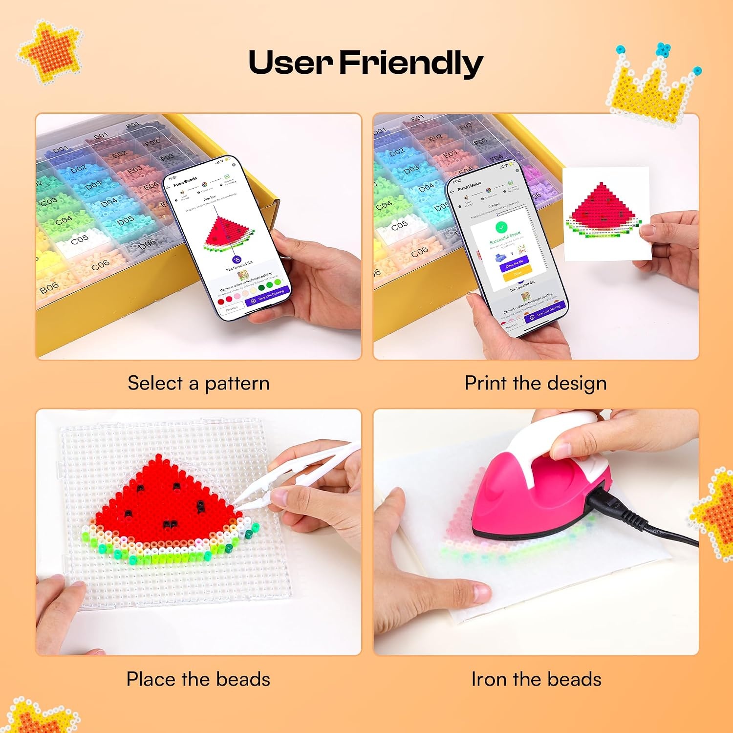 image:imageCaydo Fuse Beads Kit with Fuse Bead Pen Design App amp 200 Patterns for Beginners 10500PCS 36 Colors 5mm for Girl Holiday Home DIY Decor Creative ProjectsFuse Beads Kit