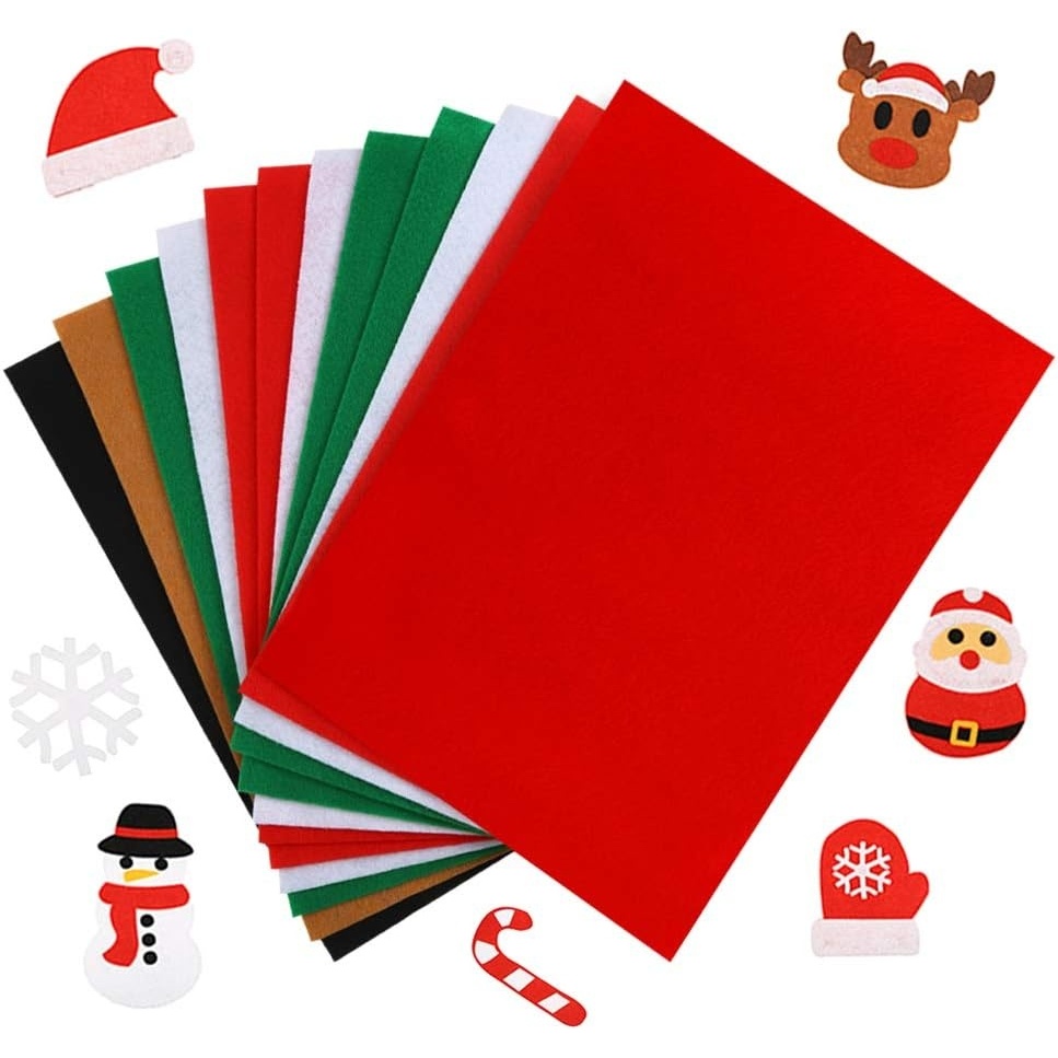 image:imageCaydo 12 Pieces A4 Christmas Felt Fabric Sheets 5 Colors Felt Sheets Craft for DIY Christmas Decorations