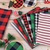 image:imageCaydo 10 Pcs Cotton Checkered Fabric Squares 18 x 18 Inch Stripe Checked Cloth Quilting Fabric Scraps for Christmas DIY Crafting Sewing Patchwork