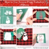 image:imageCaydo 191PCS Christmas Ornament Kit Including 3 Inch Embroidery Hoops Christmas Plaid Heat Transfer Pattern White Ink Mini Squeegee and Christmas Accessories for DIY Christmas Decoration