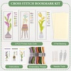 image:imageCaydo 3 Pieces Cross Stitch Bookmark Kits Flowers Stamped Embroidery Bookmark with Backing Felt and Instructions Beginner Cross Stitch Kits for Adults Book Lovers 14 CT