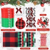 image:imageCaydo 88 Pieces Christmas Ornament Kit Includes 12 Pieces Christmas Embroidery Hoops 12 Pieces Plaid Fabric 10 m Cotton Rope for Christmas Ornament Decoration