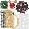 image:imageCaydo 12 Set Christmas Ornament Kit Include 12Pcs 3 Inch Embroidery Hoop Christmas Plaid Fabric Heat Transfer Pattern Artificial Pine Needles Artificial Berrie for DIY Christmas Decoration