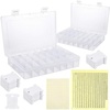 image:imageCaydo 2 Pieces Plastic Embroidery Floss Organizer 24 Grids Cross Stitch Thread Box with 150 Hard Floss Bobbins 552 Floss Number Stickers and 165 Blank Stickers