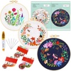 image:imageCaydo 3 Pack Embroidery Kit with Pattern Cross Stitch Kits for Adults Beginner with 3 Plastic Embroidery Hoops Embroidery Fabric Color Threads Instructions and Tools