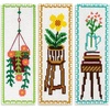 image:imageCaydo 3 Pieces Cross Stitch Bookmark Kits 11CT Stamped Embroidery Bookmark with Backing Felt and Instructions Green Plants Cross Stitch Kits for Beginners Adults Book Lovers
