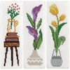 image:imageCaydo 3 Pieces Cross Stitch Bookmark Kits Flowers Stamped Embroidery Bookmark with Backing Felt and Instructions Beginner Cross Stitch Kits for Adults Book Lovers 14 CT