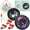 image:imageCaydo 3 Sets Cross Stitch Kits forBeginners Adults Including Embroidery Fabric with Floral Pattern Embroidery Hoop Thread and Tools