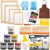 image:imageCaydo 31 Pieces Screen Printing Starter kit Include 4 Different Size of Wood Silk Screen Printing Frame with 110 Mesh Squeegees Inkjet Transparency Film Ink Knife Gloves and Mask Tape38pcs