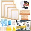 image:imageCaydo 31 Pieces Screen Printing Starter kit Include 4 Different Size of Wood Silk Screen Printing Frame with 110 Mesh Squeegees Inkjet Transparency Film Ink Knife Gloves and Mask Tape31pcs