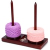 image:imageCaydo Yarn Holder for Crocheting and Knitting Wooden Yarn Spinner Stand with 2 Spindles Upgraded Rotating Crochet Holder with AntiSlip Pads Crochet Accessories Birthday Gift for Knitting LoversBrown  2 Spindles