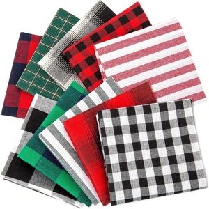 image:imageCaydo 10 Pcs Cotton Checkered Fabric Squares 18 x 18 Inch Stripe Checked Cloth Quilting Fabric Scraps for Christmas DIY Crafting Sewing Patchwork