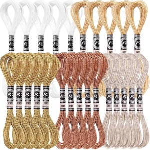 image:imageCaydo 25 Skeins 5 Colors Gold and Silver Metallic Embroidery Floss Glitter Threads Friendship Bracelets Thread for Needlework Craft E016F
